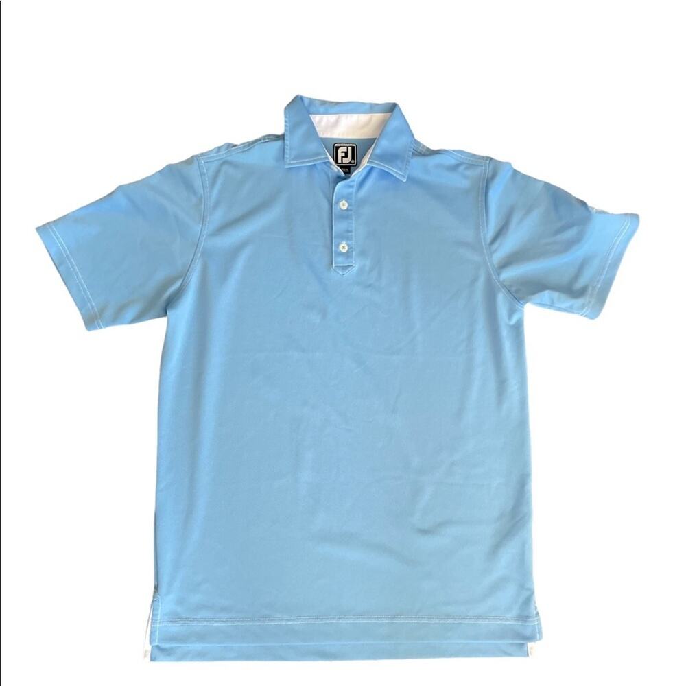 NWOT FJ Polo Shirt Men Medium Golf Ruby Hill Gold Club Stretch Athletic Fit Blue